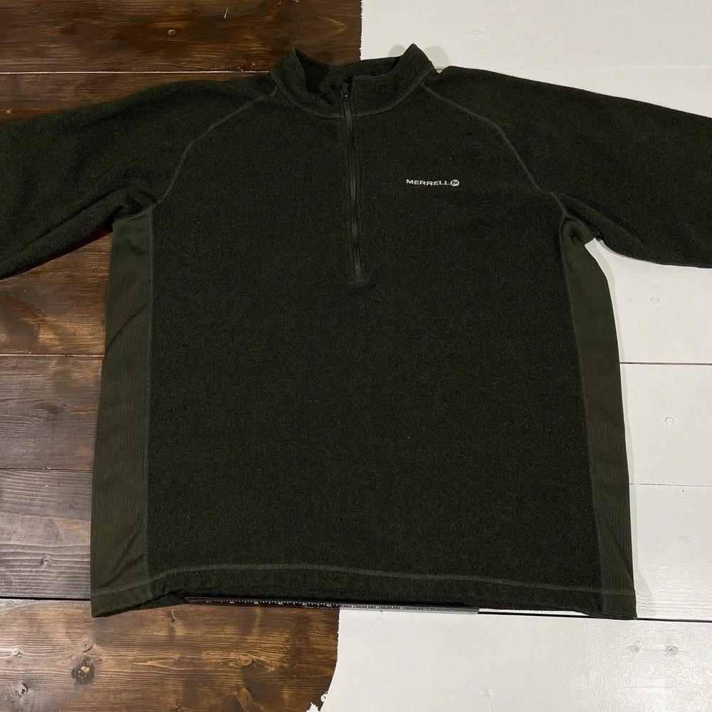 Merrell Terrain Fleece 1/4 Zip Pullover Sweater Forest Green Mens Size‎ XL